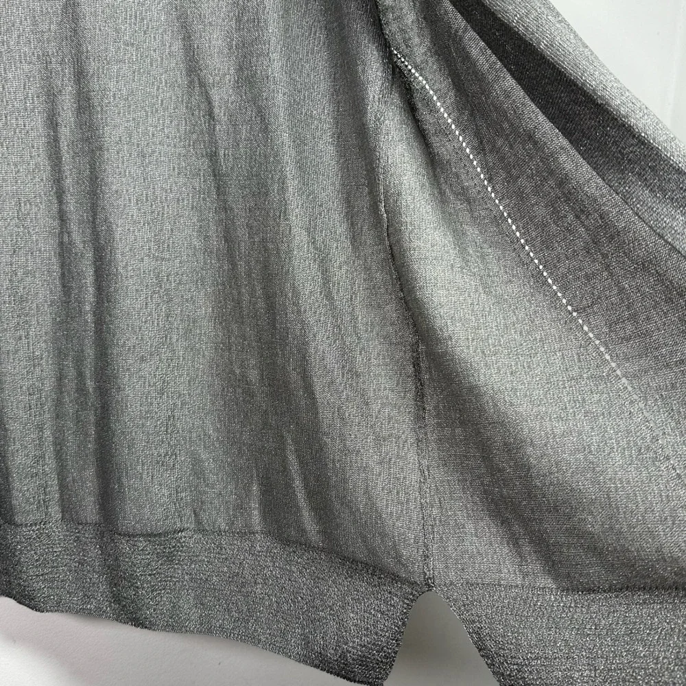 Loft Womens Metallic Silver Open‎ Front Cardigan Longline Shimmer Sweater Medium